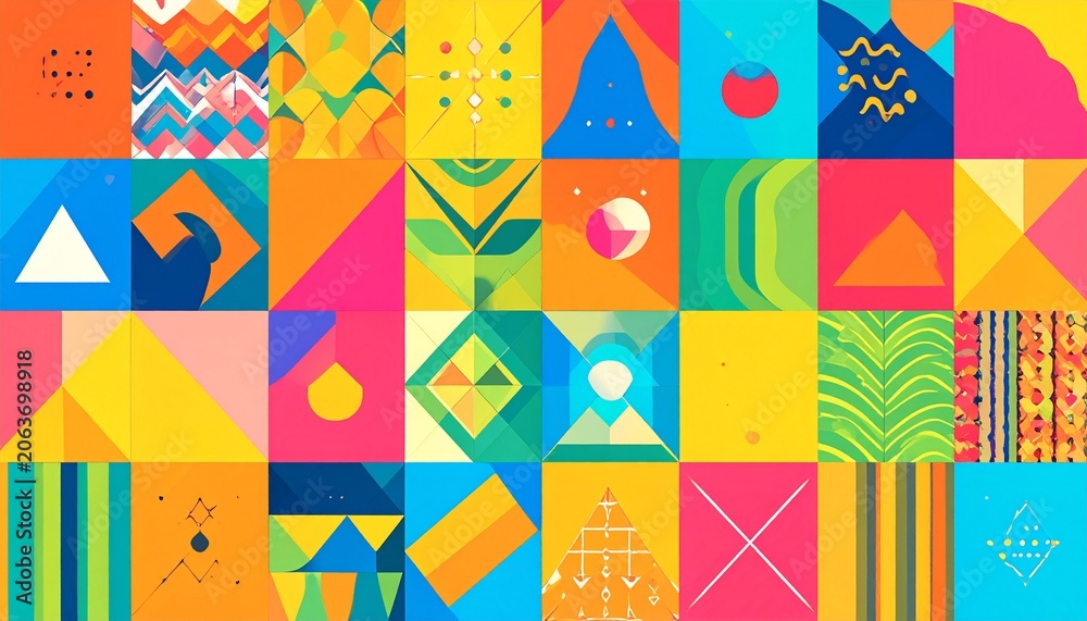 Fototapeta premium Vibrant Geometric Grid