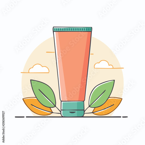 Cosmetic Tube with Leaves and Clouds
