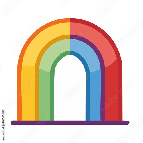 Colorful rainbow arch icon on transparent background