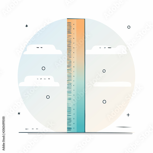 Ruler with Clouds and Stars Illustration