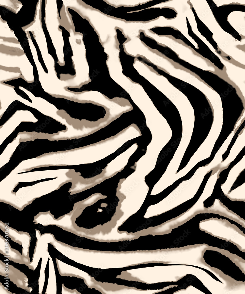 Fototapeta premium watercolor design, tiger stripes seamless pattern, animal skin texture textile 