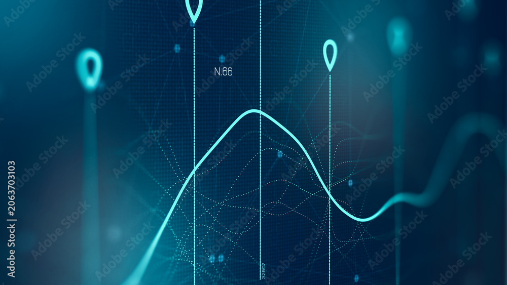 Naklejka premium Stock exchange trading chart shows data trends and movements over time