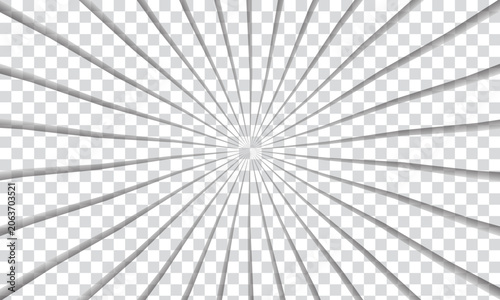 Abstract gray starburst ray pattern with radial light beams, retro sunburst background design for advertising, promotional banners, and creative layouts