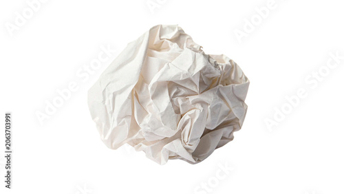 Tableau sur toile Crumpled ball of white scrap paper isolated on transparent background cut out