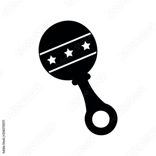 Baby rattle silhouette icon vector illustration on white background.