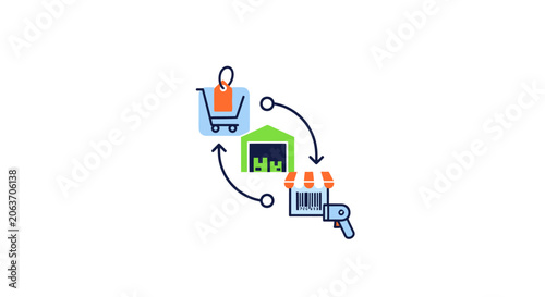Ecommerce shopping cart icon illustration.