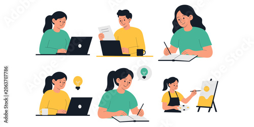 Handrawn People Work Illustration