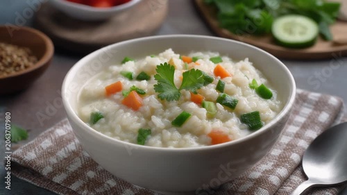 Healthy Vegetable Rice Porridge.