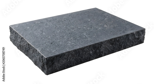 Single rectangular dark gray andesite stepping stone isolated on transparent background png 