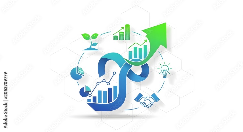 Fototapeta premium Business Growth and Financial Success Infographic with Charts and Arrows
