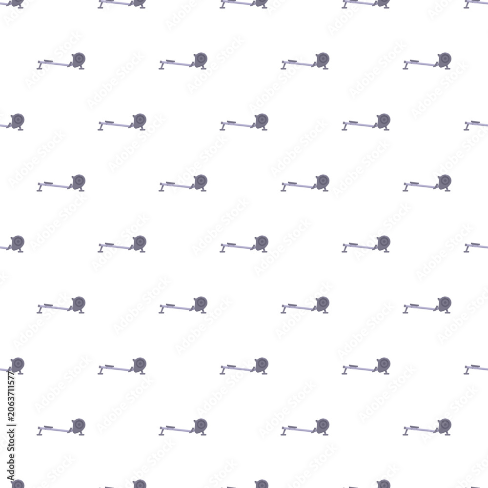 Fototapeta premium Rowing machines forming a fitness and workout equipment seamless pattern