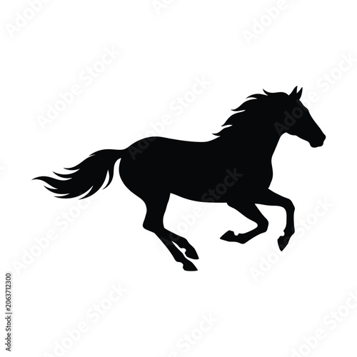 Horse Silhouette Against A White Background Minimalist Graphic