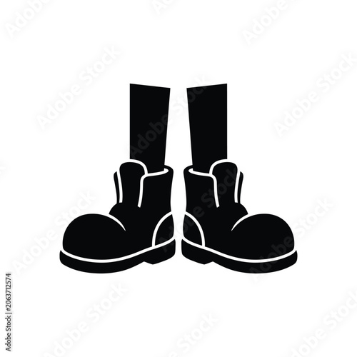 Black silhouette of a pair of winter boots on a white background