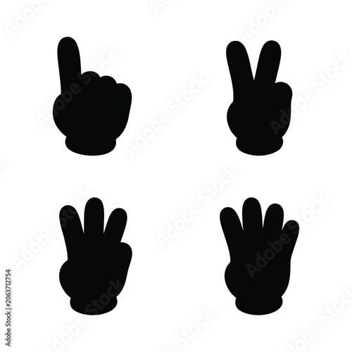 Hand Gestures Silhouette On White Background gesture