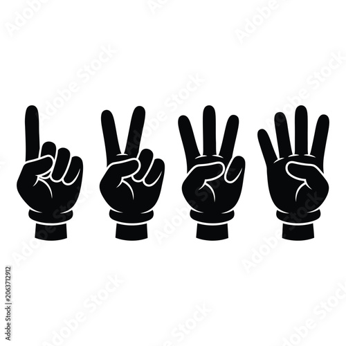 Hand gesture silhouettes on a white background simple graphic design
