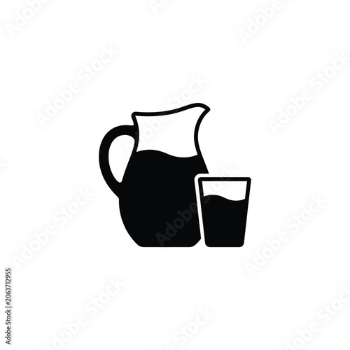 Pitcher And Glass Silhouette On A White Background
