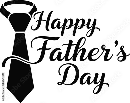 Happy Fathers Day greeting with a classic black necktie a minimalist vector illustration perfect for cards banners and social media posts