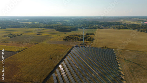 Electric power plant with solar and wind generator