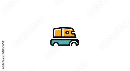 Colorful cartoon delivery van vehicle.