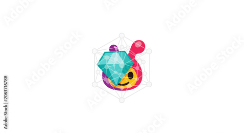 Colorful cartoon character smiling face.