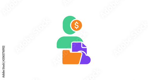 Colorful finance icon with money.