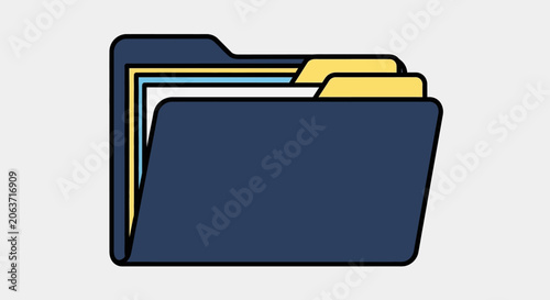 Colorful File Folder with Papers.
