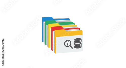 Colorful Folders with Database Icon.