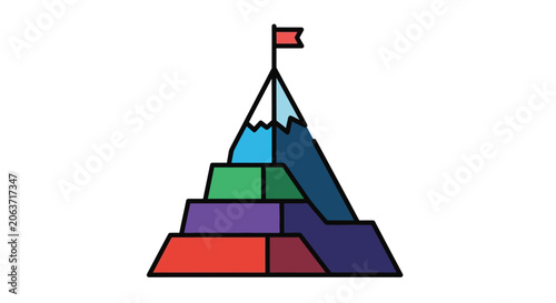 Foto Colorful pyramid with flag on top.