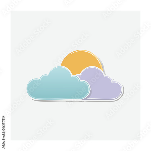 Minimalist 3D cloud with sun and sky