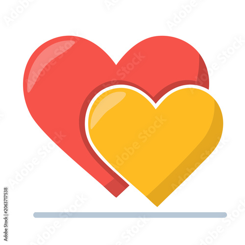 Red and yellow heart with ribbon vector