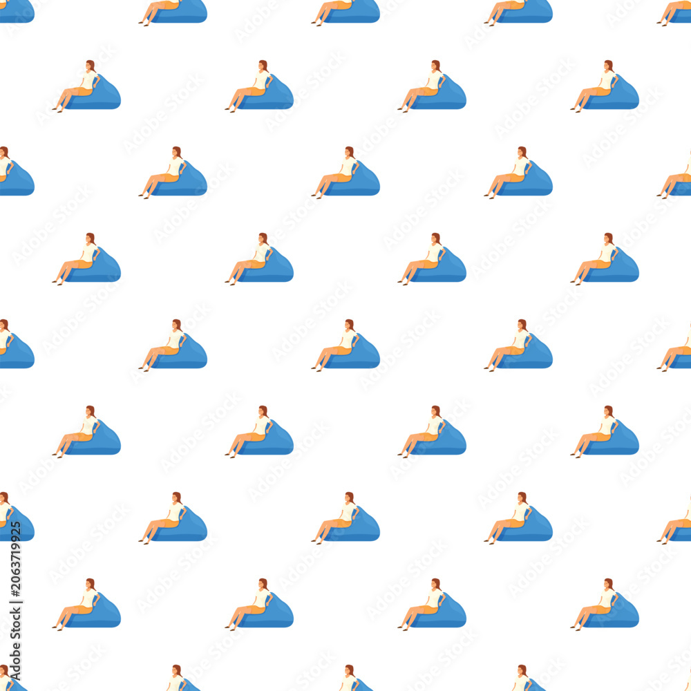 Obraz premium People relaxing in blue bean bag chairs, creating a repeatable pattern
