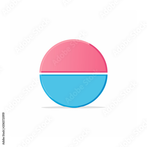 Flat abstract circle split pink and blue