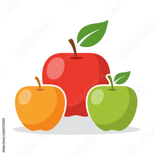 Flat design 3D render of red green and orange fruit