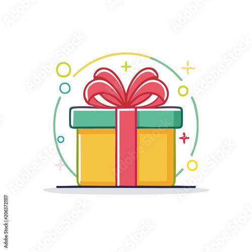 Flat design gift box icon with ribbon bow