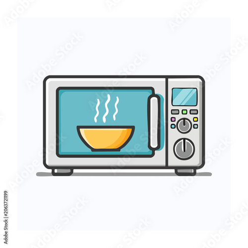 Flat design laptop with coffee cup and icons