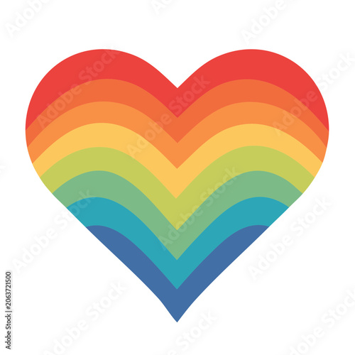 Rainbow Heart Illustration on White Background