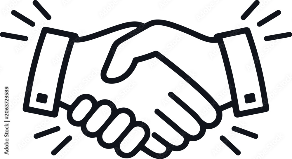 Obraz premium Two hands shaking with mobile phones in each hand illustration design