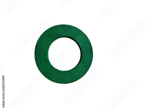 фотографія Green circular flat gasket washer for industrial use