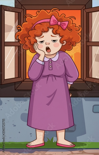 Tired Girl at Window