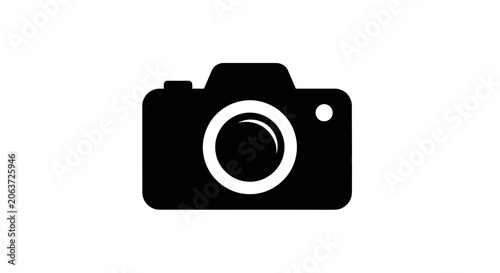 Canvas Print Black camera icon on white background.