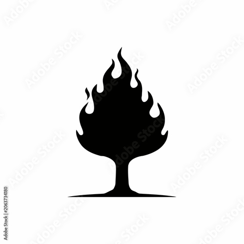 Φωτογραφία Tree engulfed in flames burning silhouette fire icon