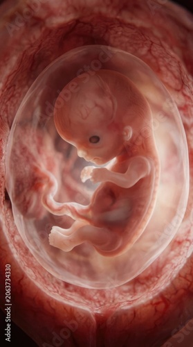Embryonic organism progress: human develop, internal anatomy, uterine wall, amniotic fluid, prenatal growth, life stage, gestation period, biology study, medical science, womb environment.