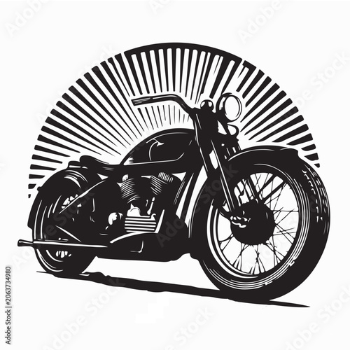 Bild auf Leinwand Vintage Cruiser Motorcycle Vector Illustration On White Background