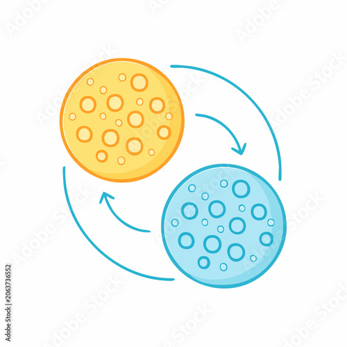 Circular Process with Two Colored Circles and Arrows