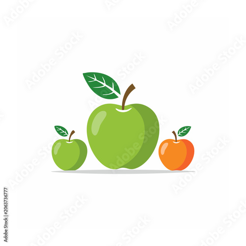 Flat design illustration of green apple pear and orange