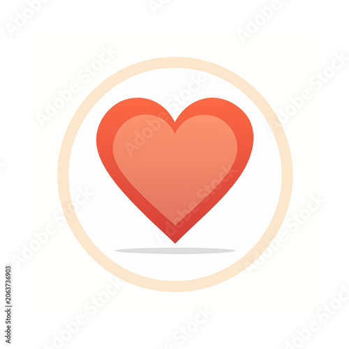 Red heart shape icon flat design