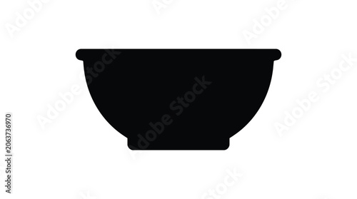Cuadro en lienzo Black Bowl Silhouette Against White Background Minimalist Design
