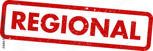 Quadro su tela Red rubber stamp with text 'regional' isolated on white business and location co