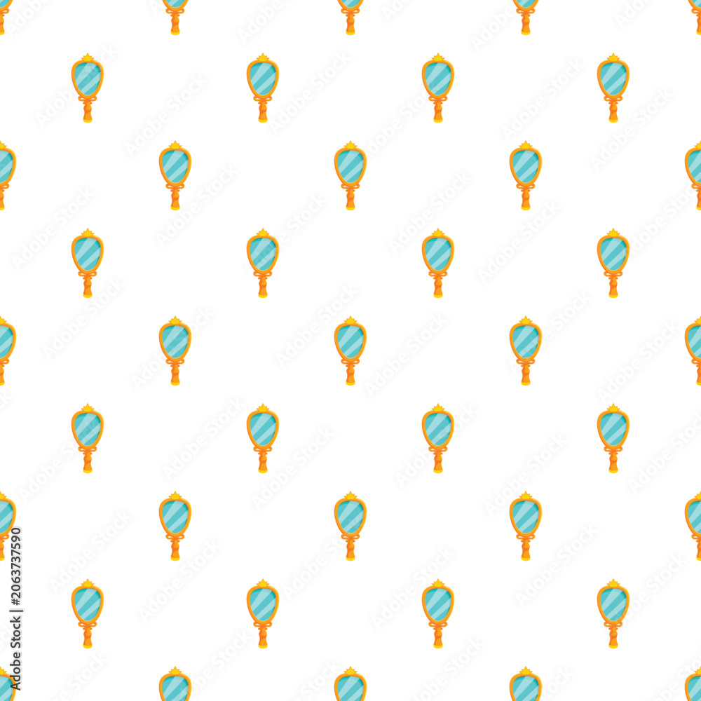Naklejka premium Golden ornate hand mirrors creating a repeating seamless pattern on a clean white background
