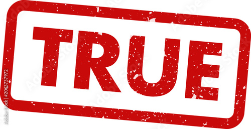 Distressed red stamp with the word true isolated on white background authentic texture